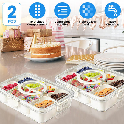 Divided Snack Tray with Lid (2-Piece Set)