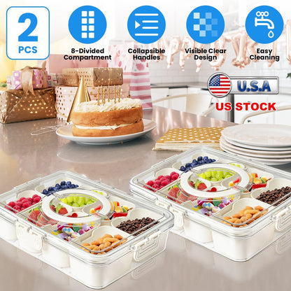 Divided Snack Tray with Lid (2-Piece Set)