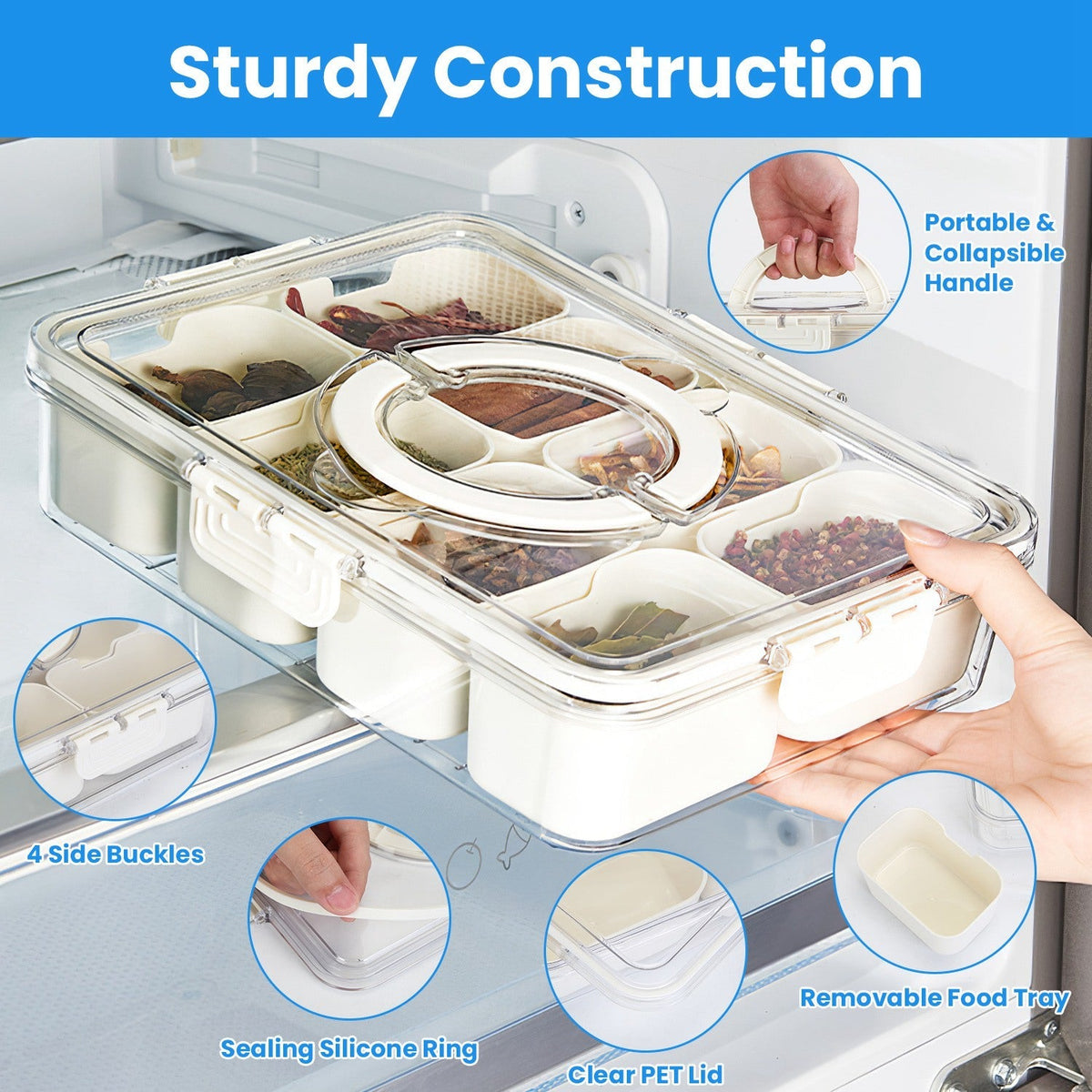 Divided Snack Tray with Lid (2-Piece Set)