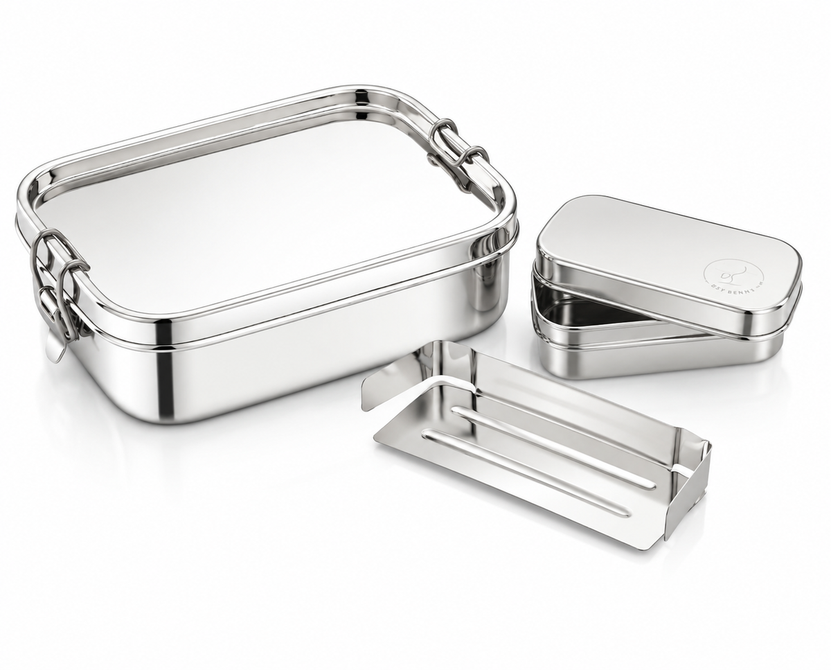 100% Stainless Steel Leakproof Lunch Box with Inner Snack box and Divider