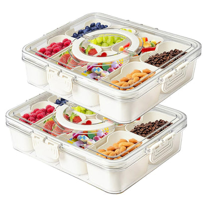 Divided Snack Tray with Lid (2-Piece Set)
