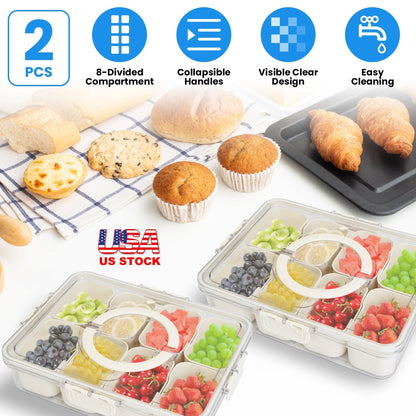 Divided Snack Tray with Lid (2-Piece Set)