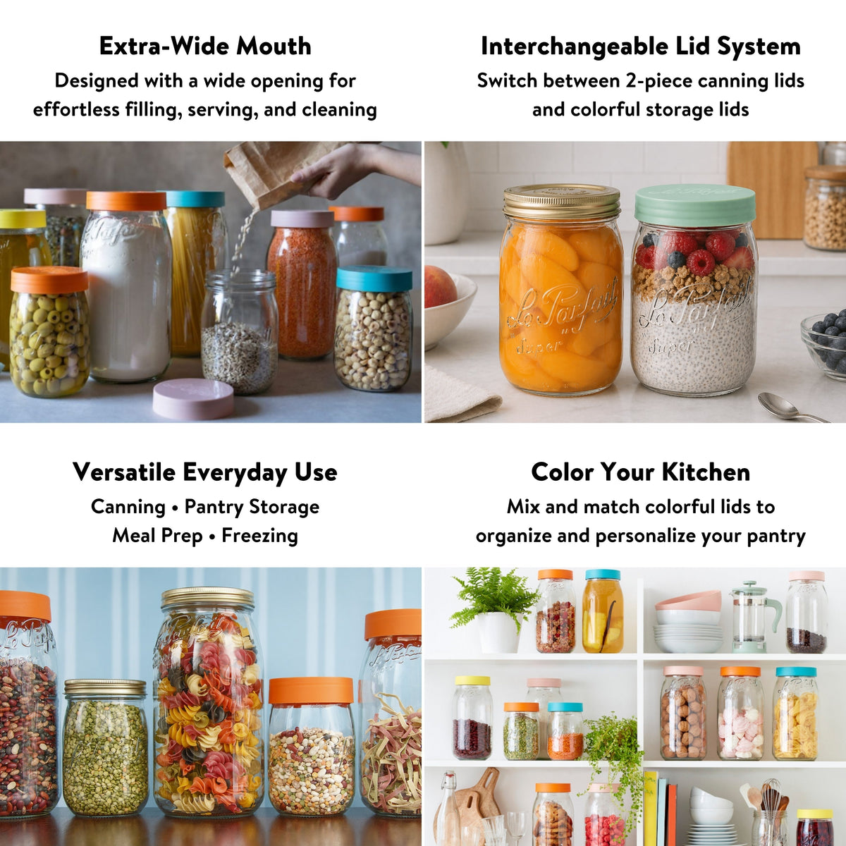 Le Parfait French Glass Screw Top Jars