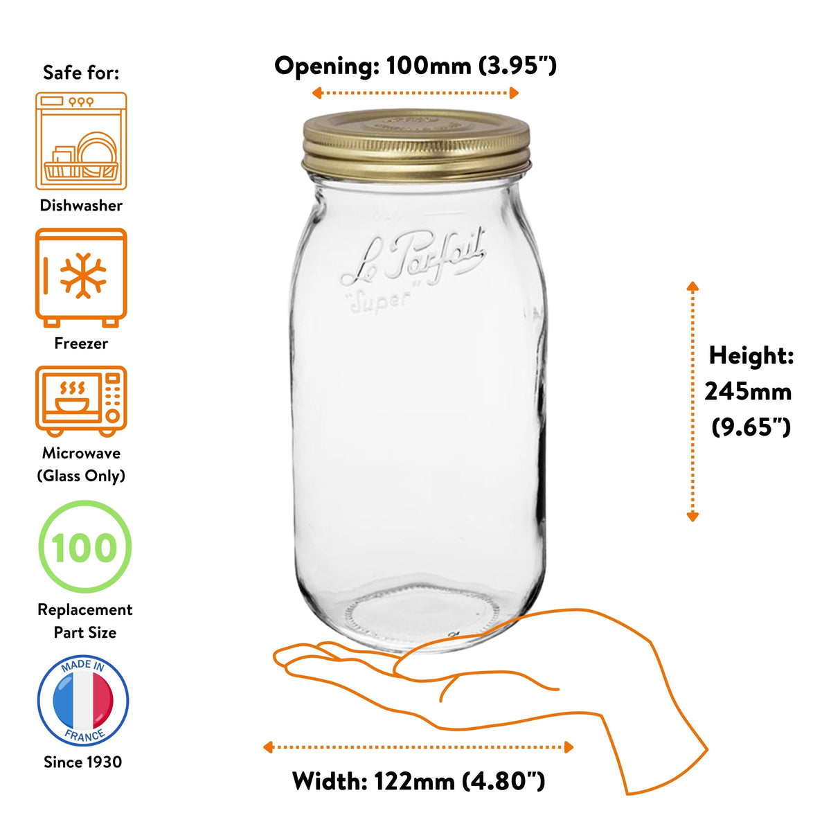 Le Parfait French Glass Screw Top Jars